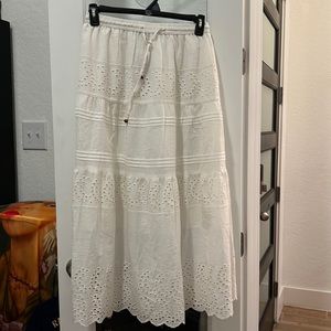 White Eyelet Maxi Skirt
